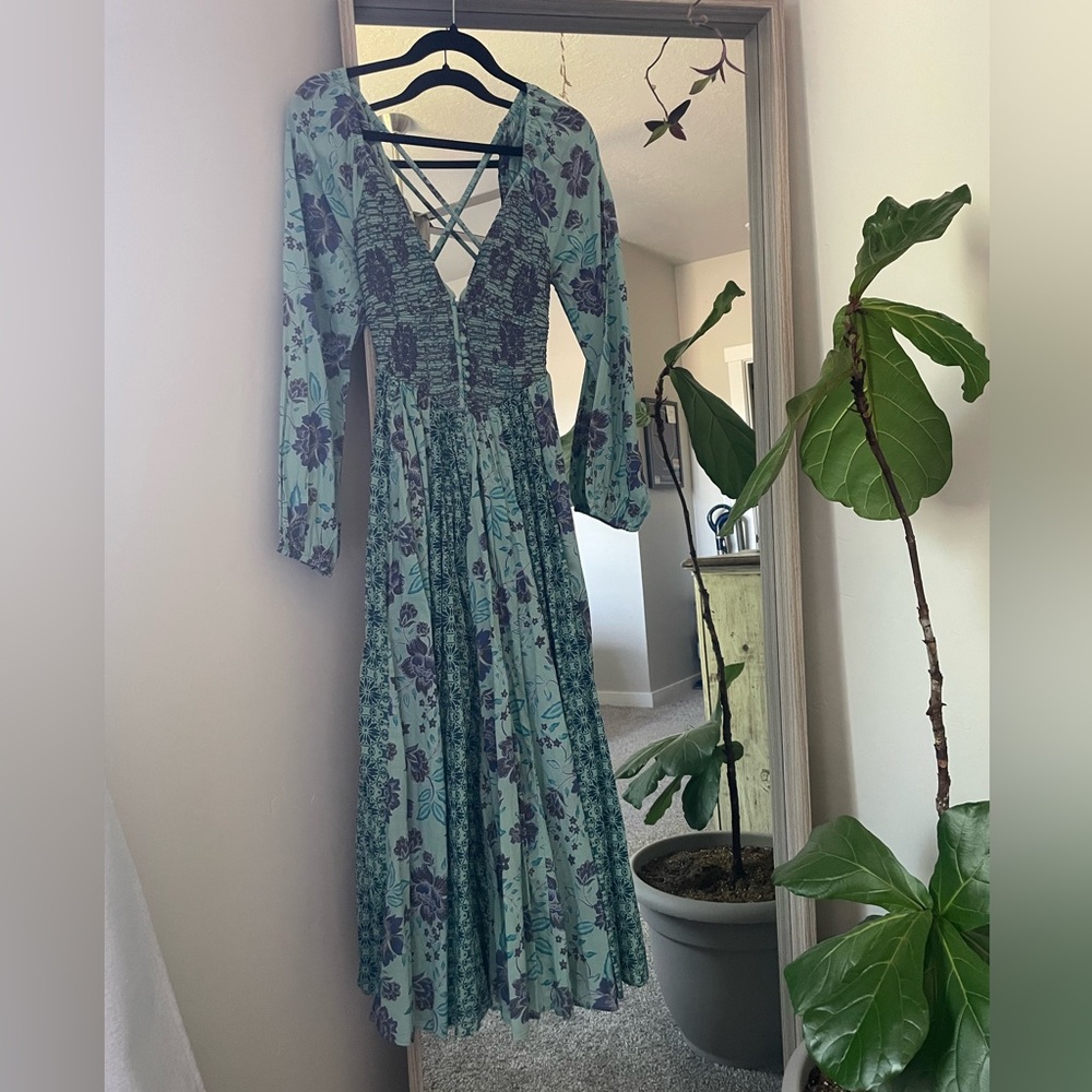 Free People A New Way Maxi - Long Sleeve Dress in Blue and Purple - Picture 2 of 6